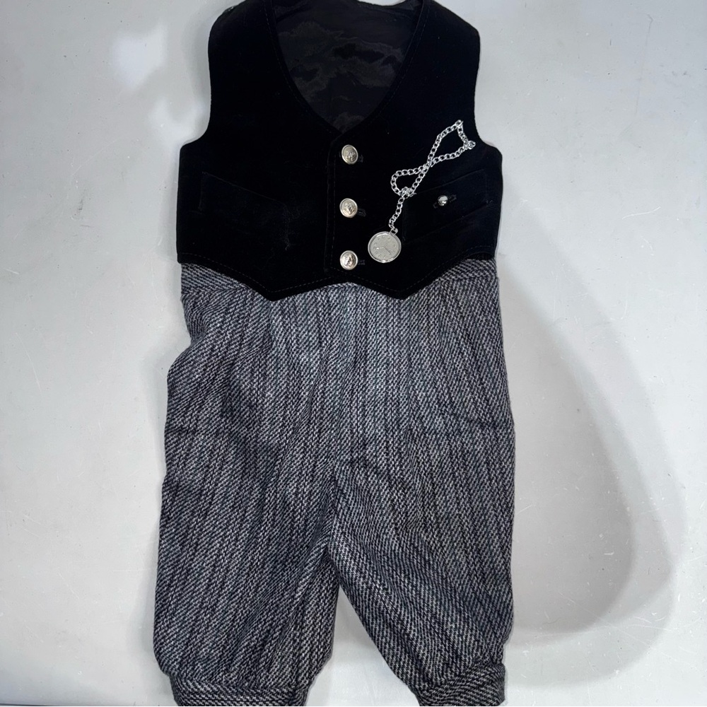 Vintage‎ Baby Boy Dressy Outfit Velvet Vest & Wool Blend Knickers Costume 18 Mo